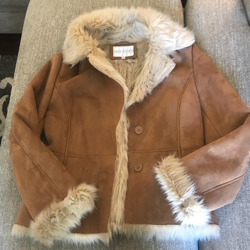Women’s Faux Fur Coat, size M, camel colored